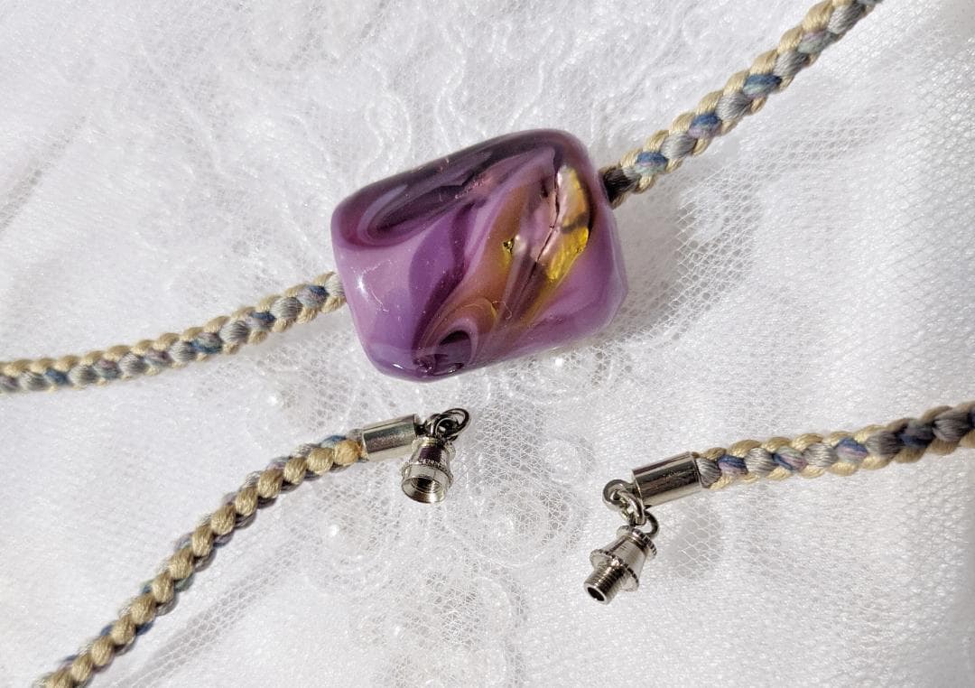 吉田正子トンボ玉（貳拾貳） 「江戸組み紐」ネックレス ガラス玉に込め