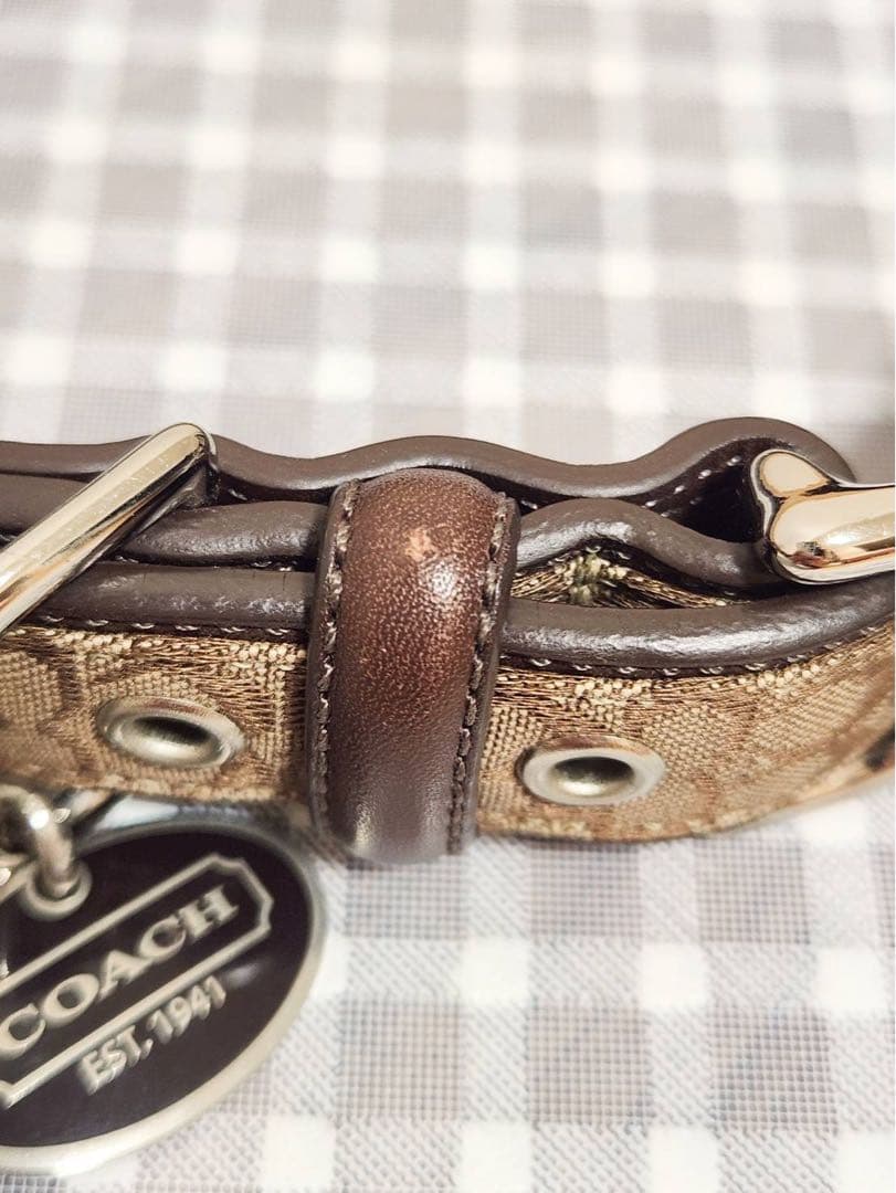 新品級]COACH 犬用首輪 中型犬～大型犬対応 ラージサイズ シグネチャー柄
