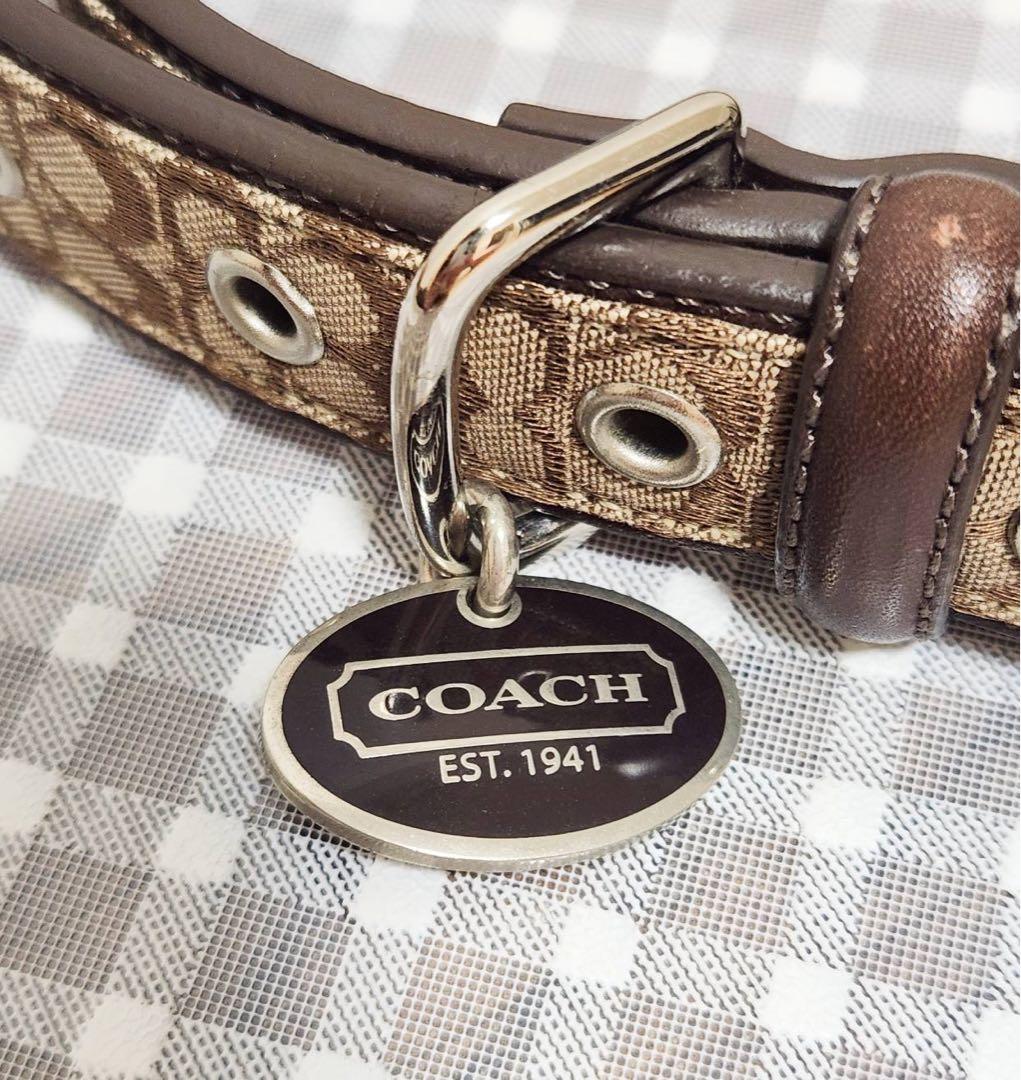 新品級]COACH 犬用首輪 中型犬～大型犬対応 ラージサイズ シグネチャー柄