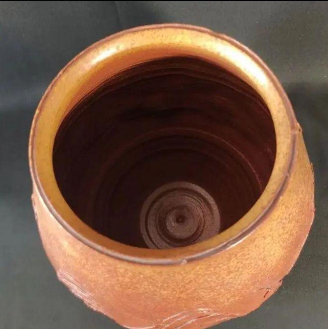 未使用美品】 皿谷実作 熊野焼 花瓶 大型 栞付 作家物 美術