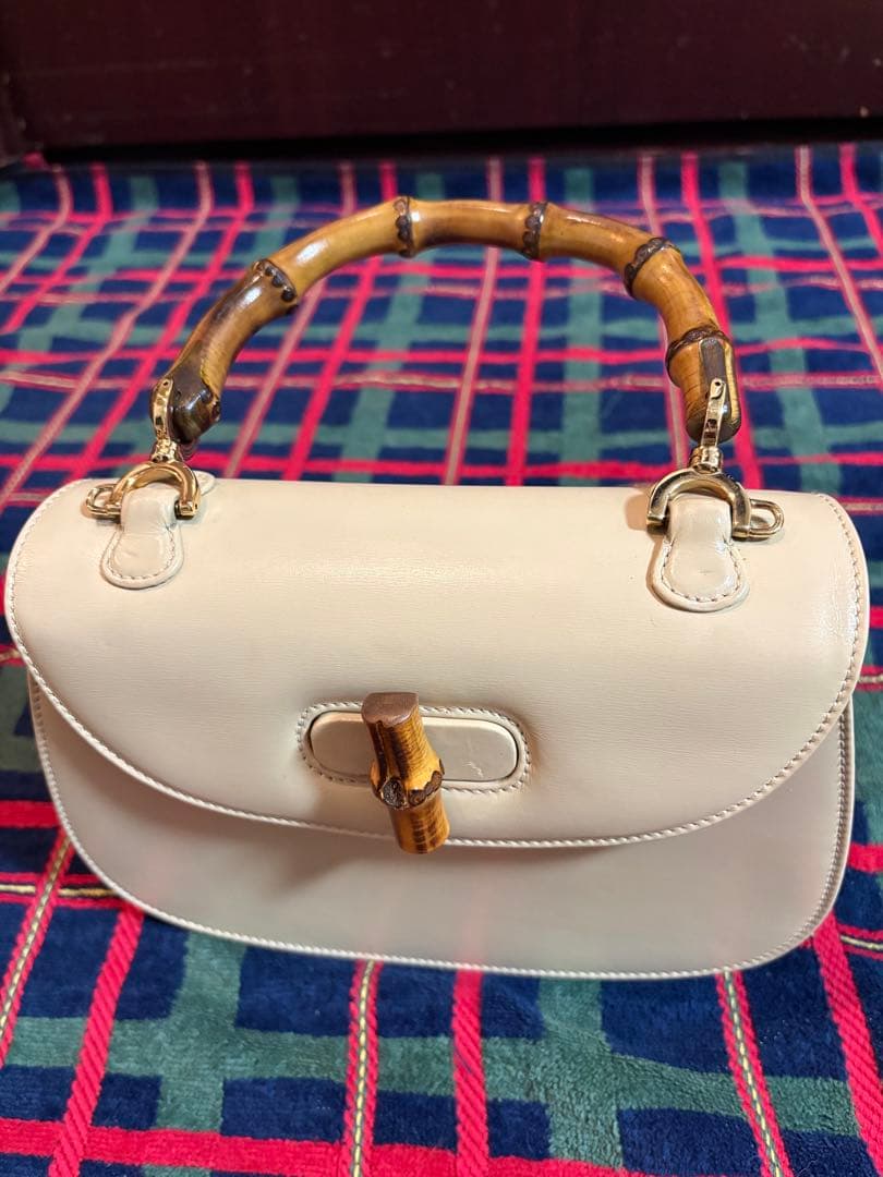 グッチ オールドグッチ バンブーミニ ハンドバッグ レザーアイボリー