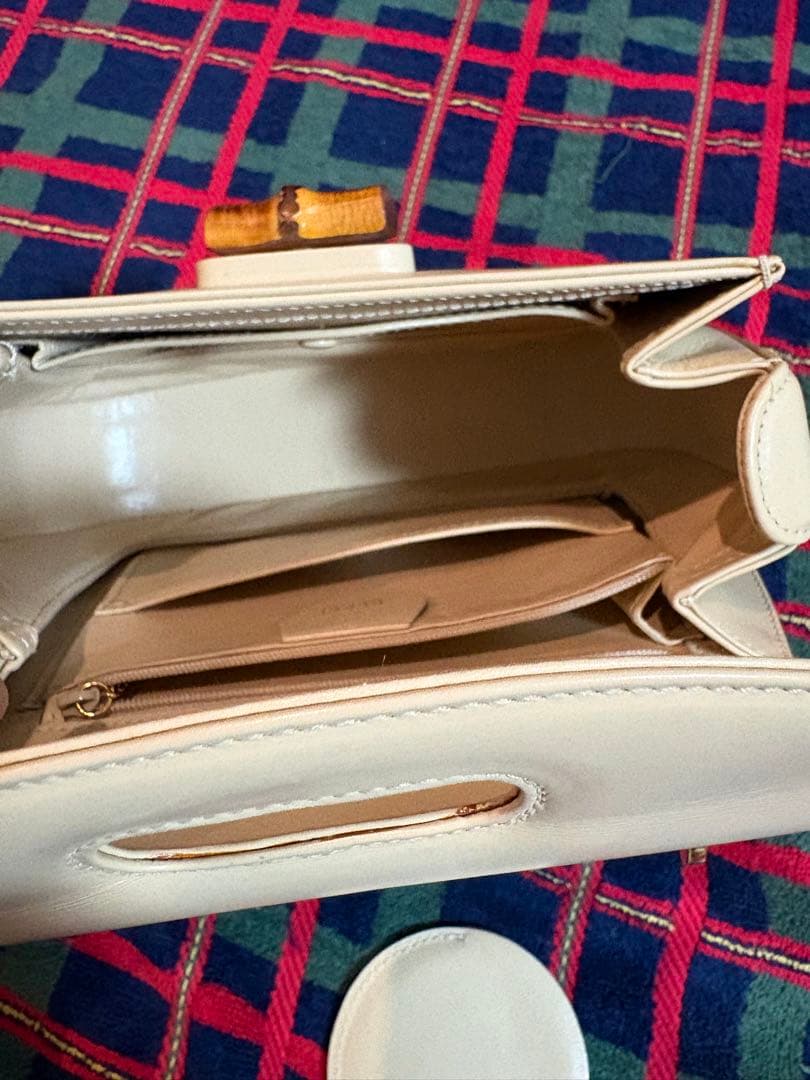 グッチ オールドグッチ バンブーミニ ハンドバッグ レザーアイボリー