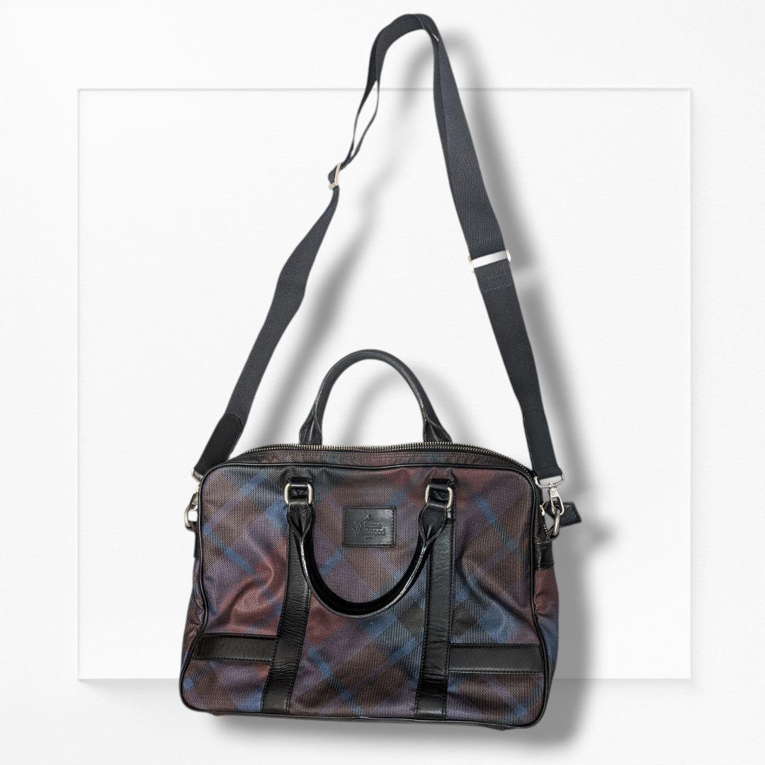 ヴィヴィアンウエストウッド ブリーフケース 2way チェック柄 PVC