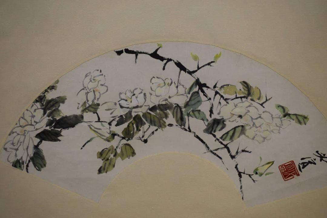 不詳/作者不詳/扇面花図/布袋屋掛軸HF-626