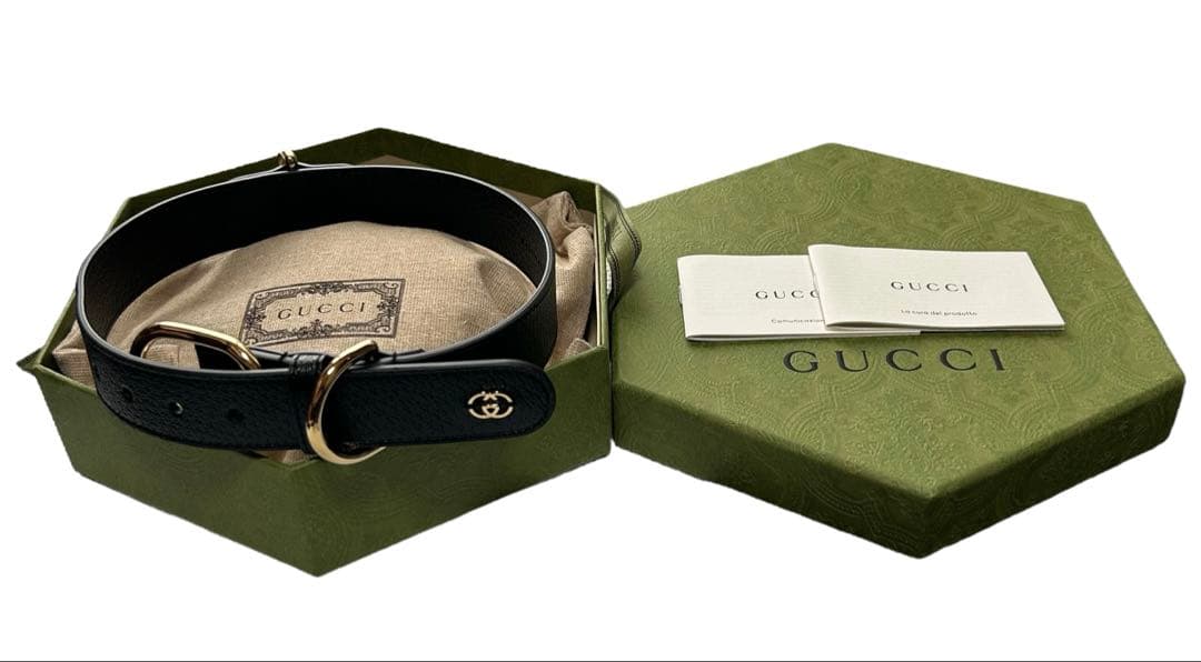 新品 GUCCI インターロッキングG ラージ ペット 愛犬 首輪 レザー L