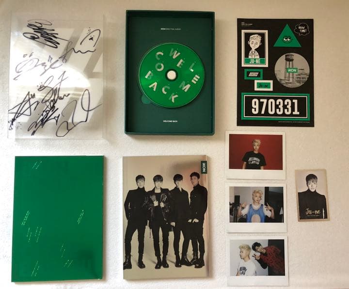 iKON 全員直筆サイン入りデビューフルアルバム写真、ポストカード付き