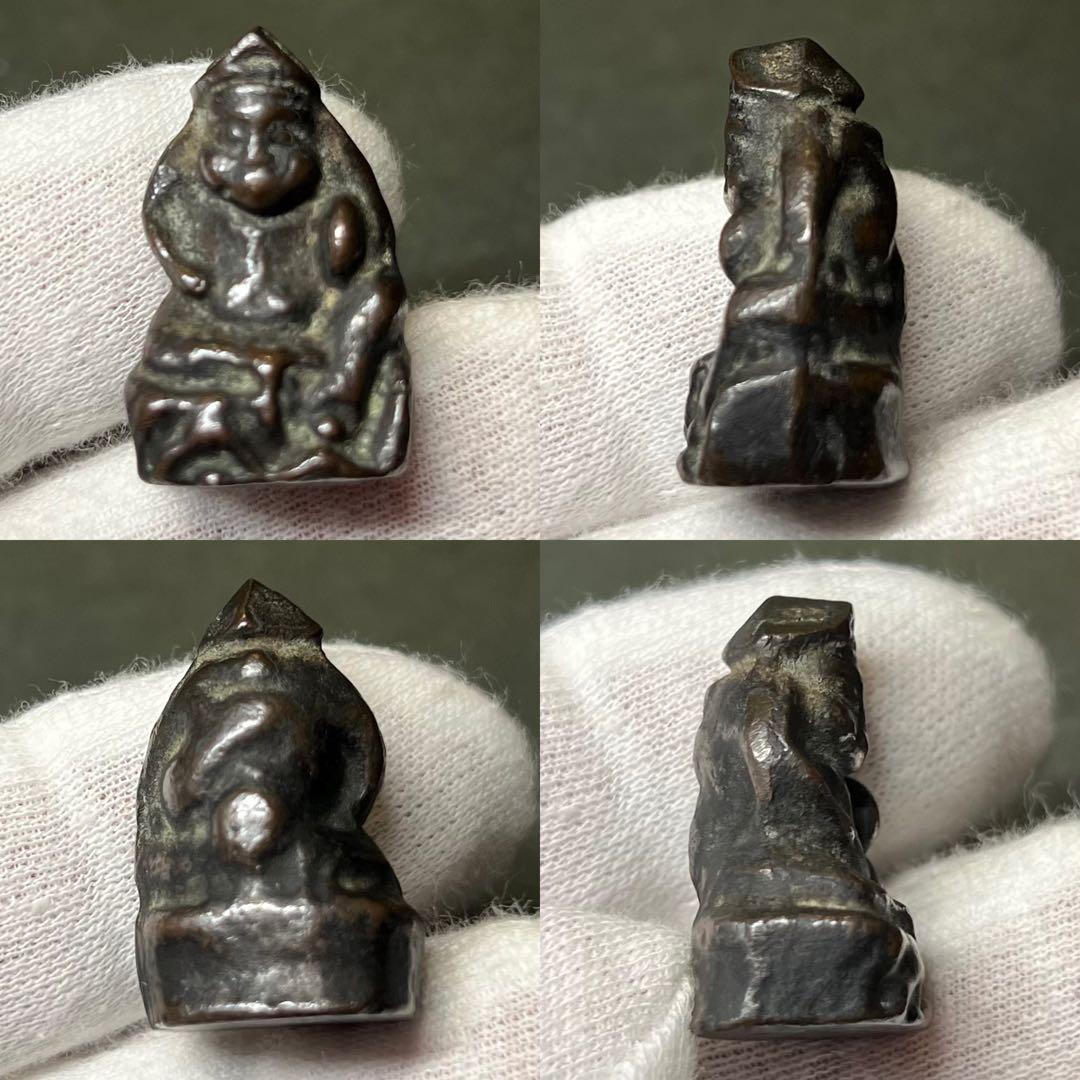 ◎古道具 庵々◎江戸時代 古銅製 恵比寿像 2.8cm 懐中仏◎豆仏 兜仏 仏像