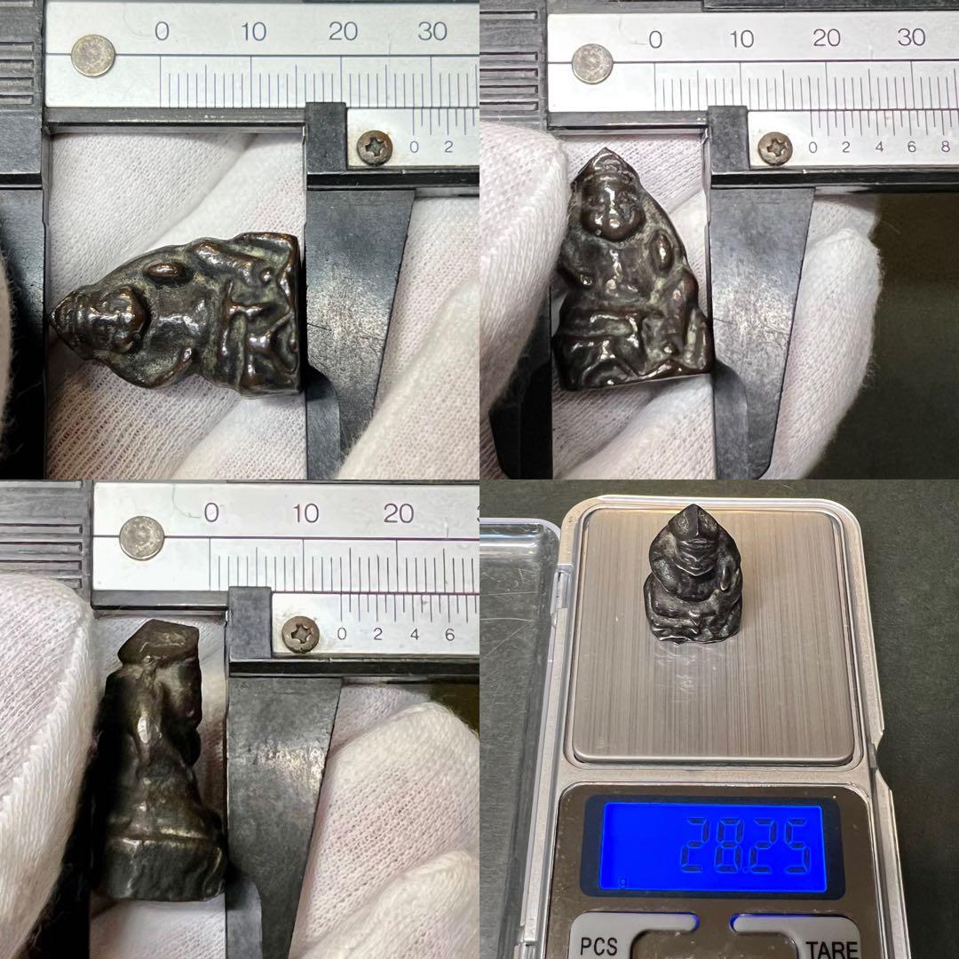 ◎古道具 庵々◎江戸時代 古銅製 恵比寿像 2.8cm 懐中仏◎豆仏 兜仏 仏像