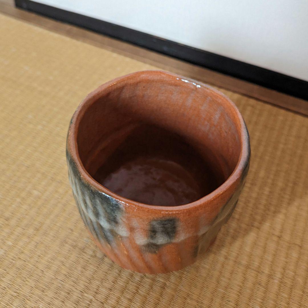 抹茶茶碗 黒楽の馬盥と赤楽の筒茶碗 箱なし