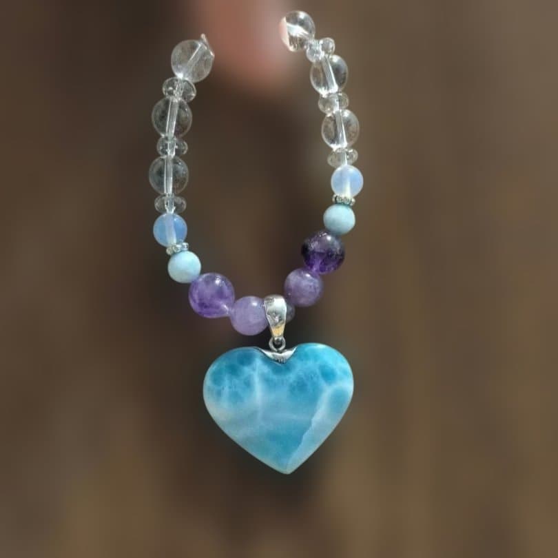 ラリマー　ハート型　ブレスレット
