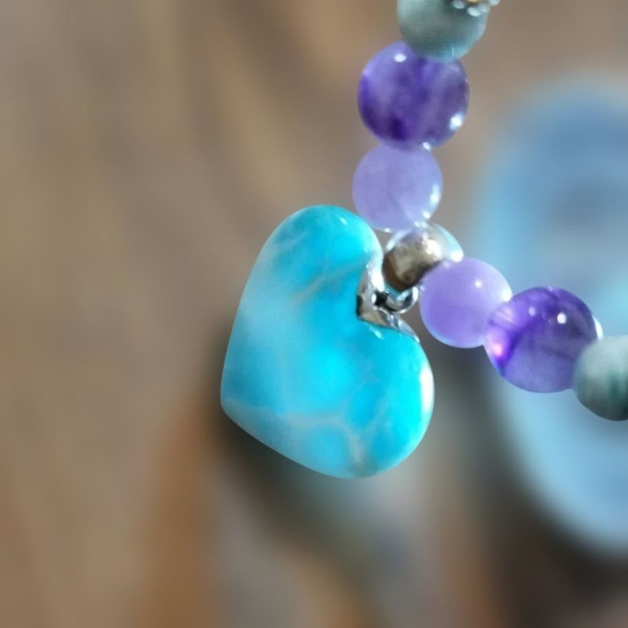 ラリマー　ハート型　ブレスレット