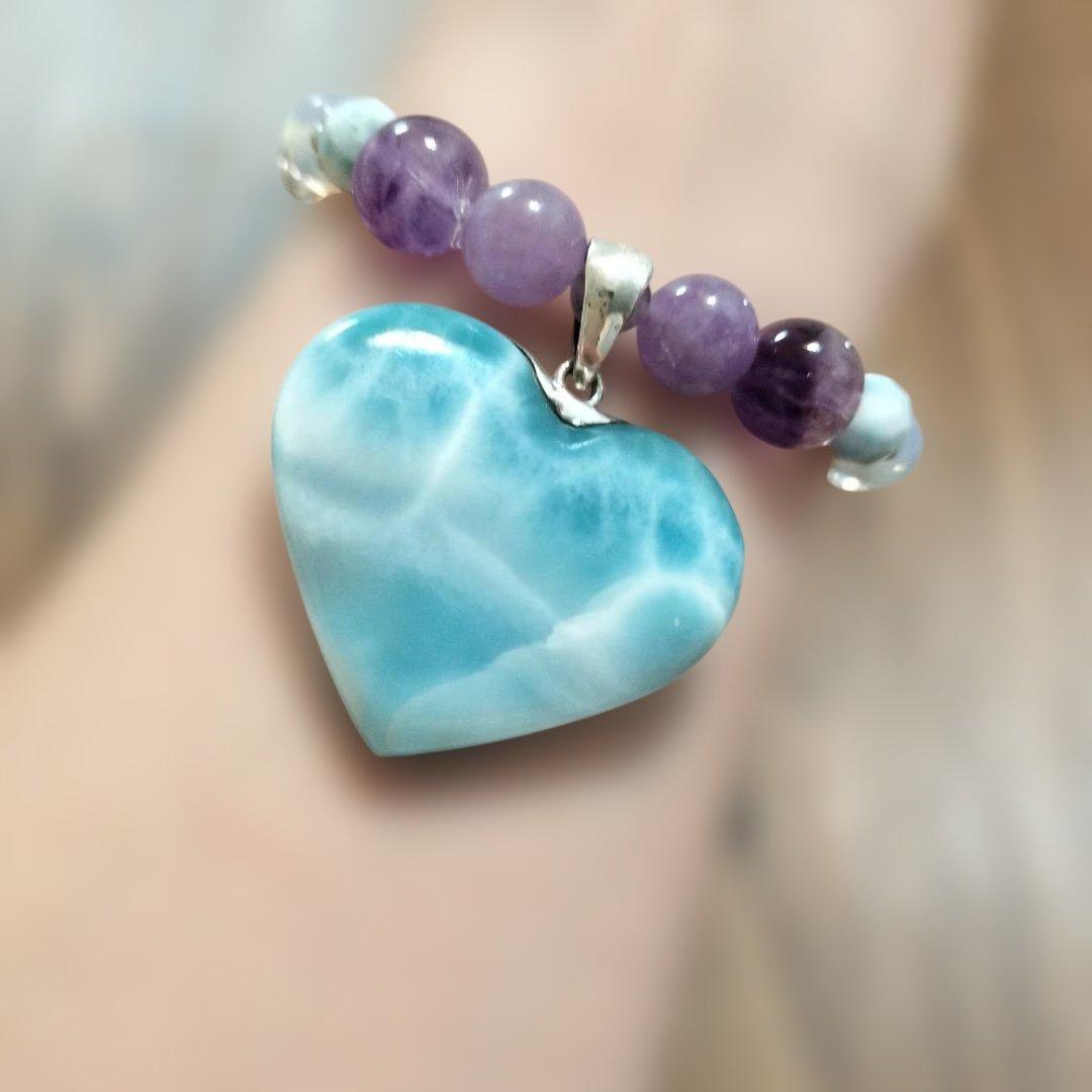 ラリマー　ハート型　ブレスレット