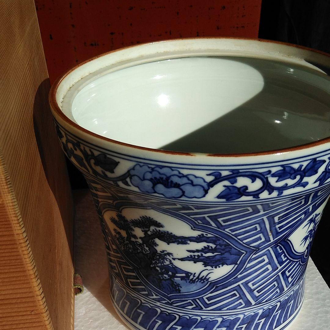 京焼染付水指　祥瑞写