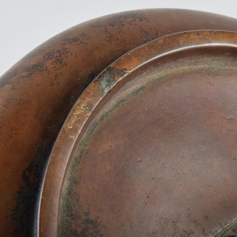 NM　中国　古銅　双獅子耳香炉　在銘　M　R9067