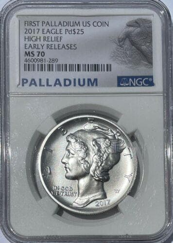 2017 パラジウム イーグル モダンコイン NGC MS70ER E2 【PCGS鑑定