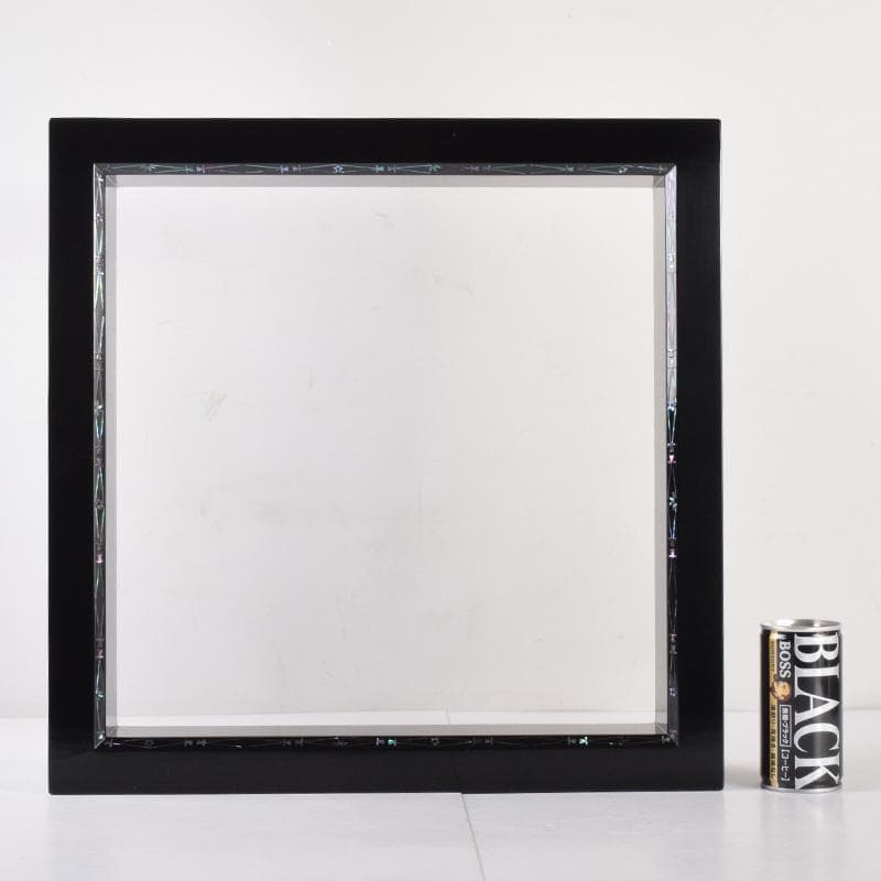 茶道具　塗師　道場宗廣作　青貝松葉蒔絵　炉縁　共箱　C　7052A