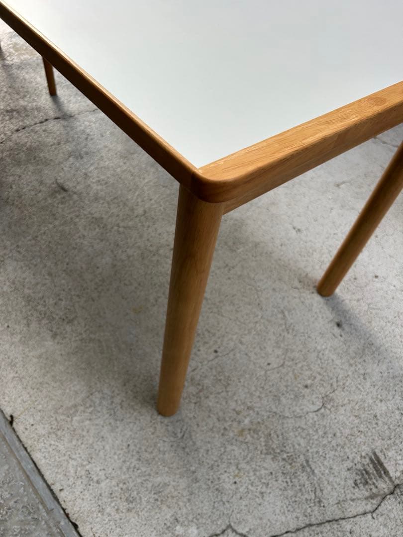 美品　無印　ダイニングセット　メラニン天板　ラウンドチェア2脚　オットマン付き