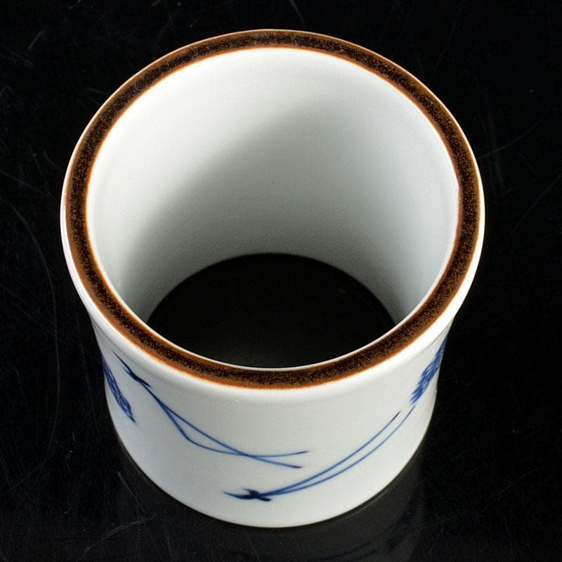 茶道具 真葛焼 宮川香斎作 染付 松葉文 蓋置 共箱 V