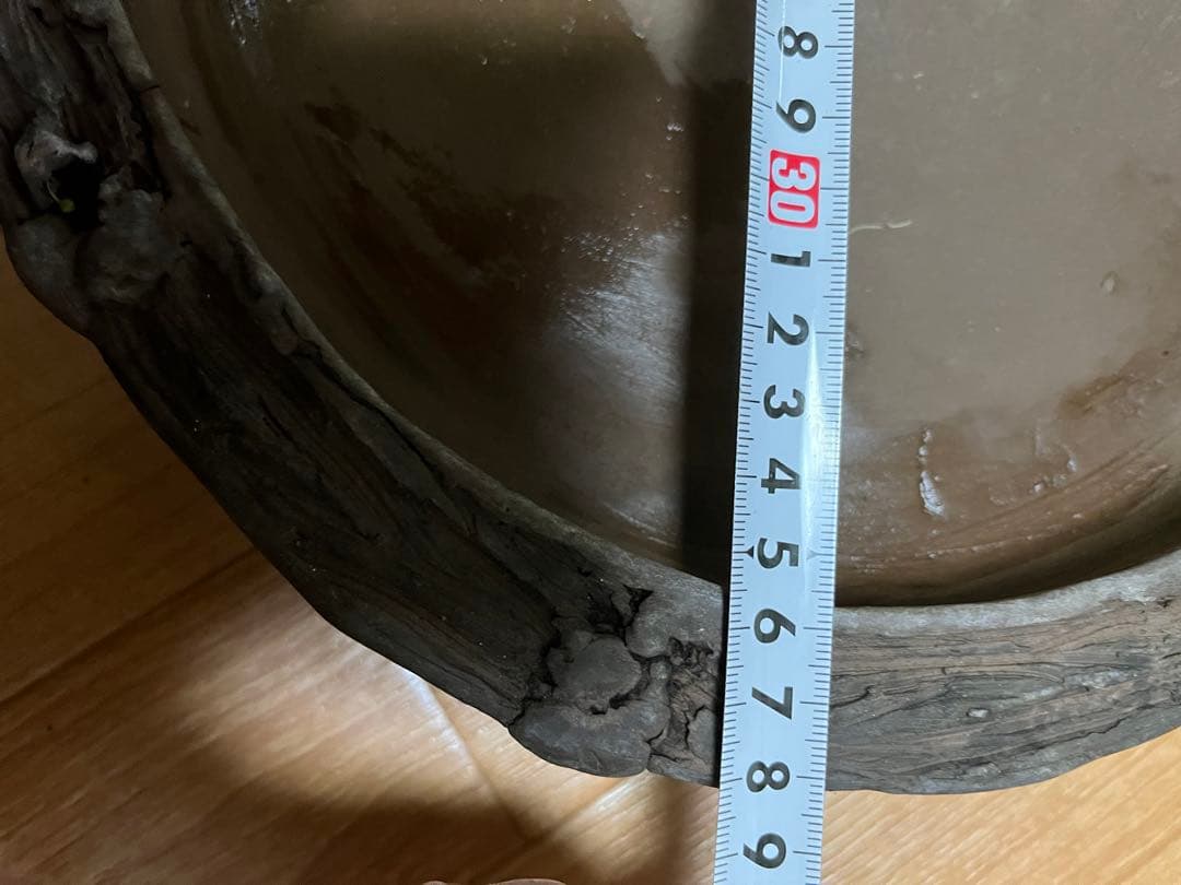 盆栽鉢　水盤　手捻り盆栽　陶一作　一点物鉢　水石　石付き盆栽　3.1kg 山野草