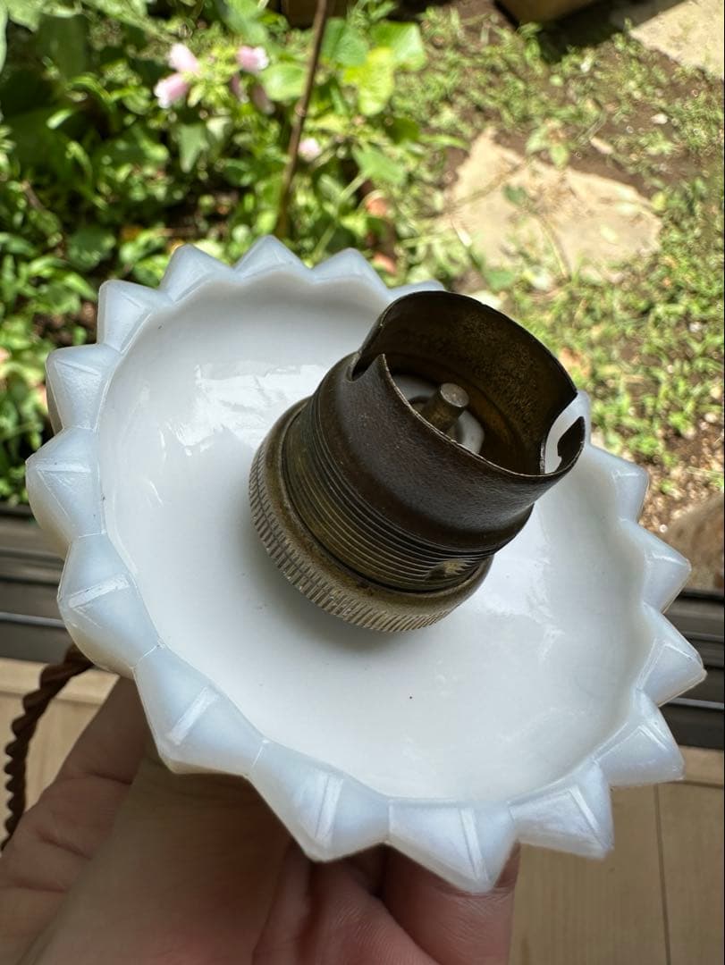 20年代 フランス アンティーク オパリンミルクガラスの螺旋模様