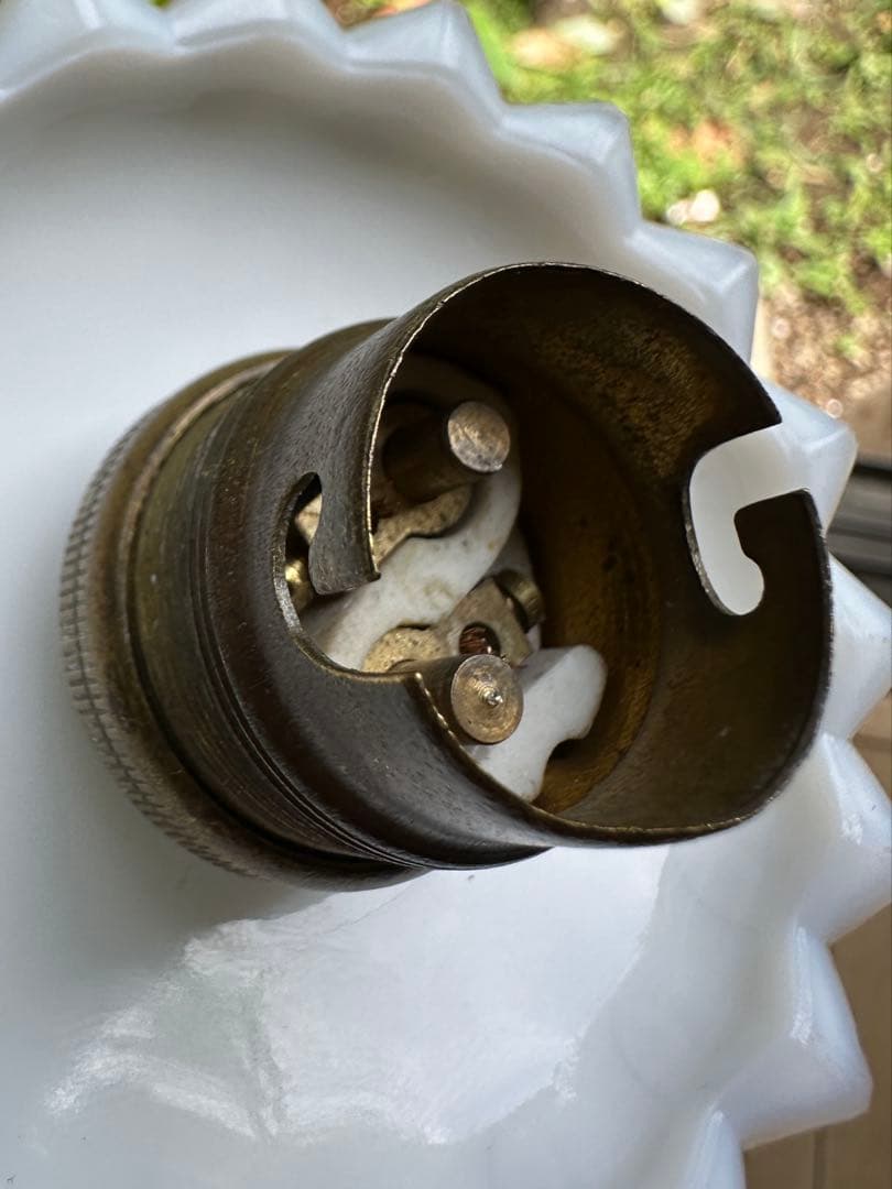 20年代 フランス アンティーク オパリンミルクガラスの螺旋模様