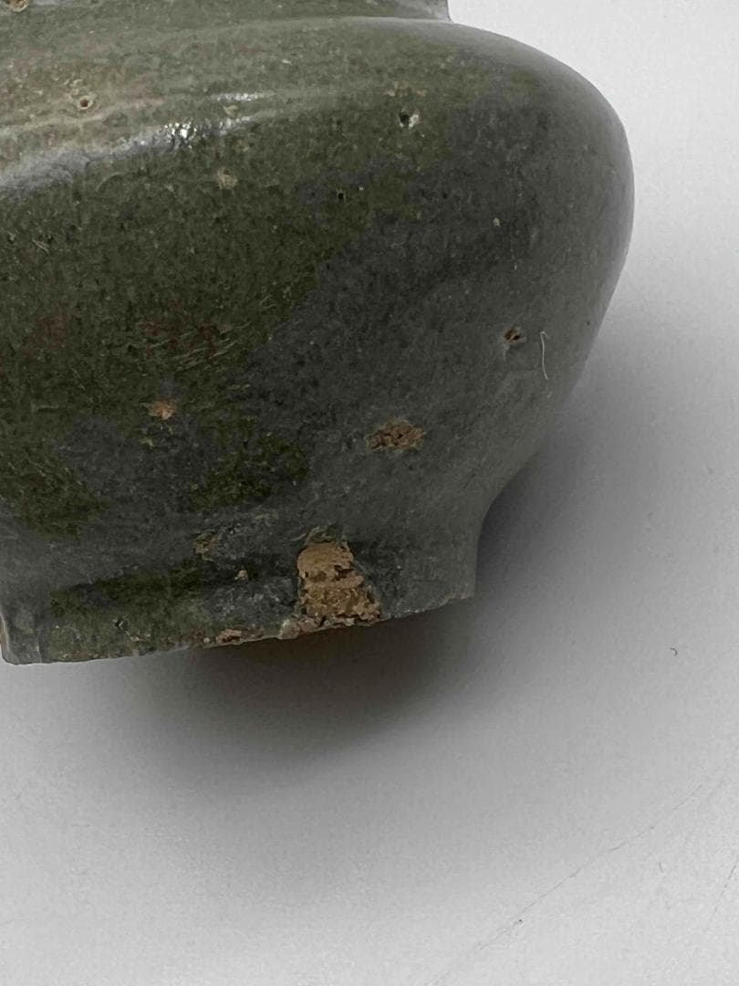 宋から元時代 青磁 龍泉窯刻花文壺 蓋付き 一対 茶入 茶道具(