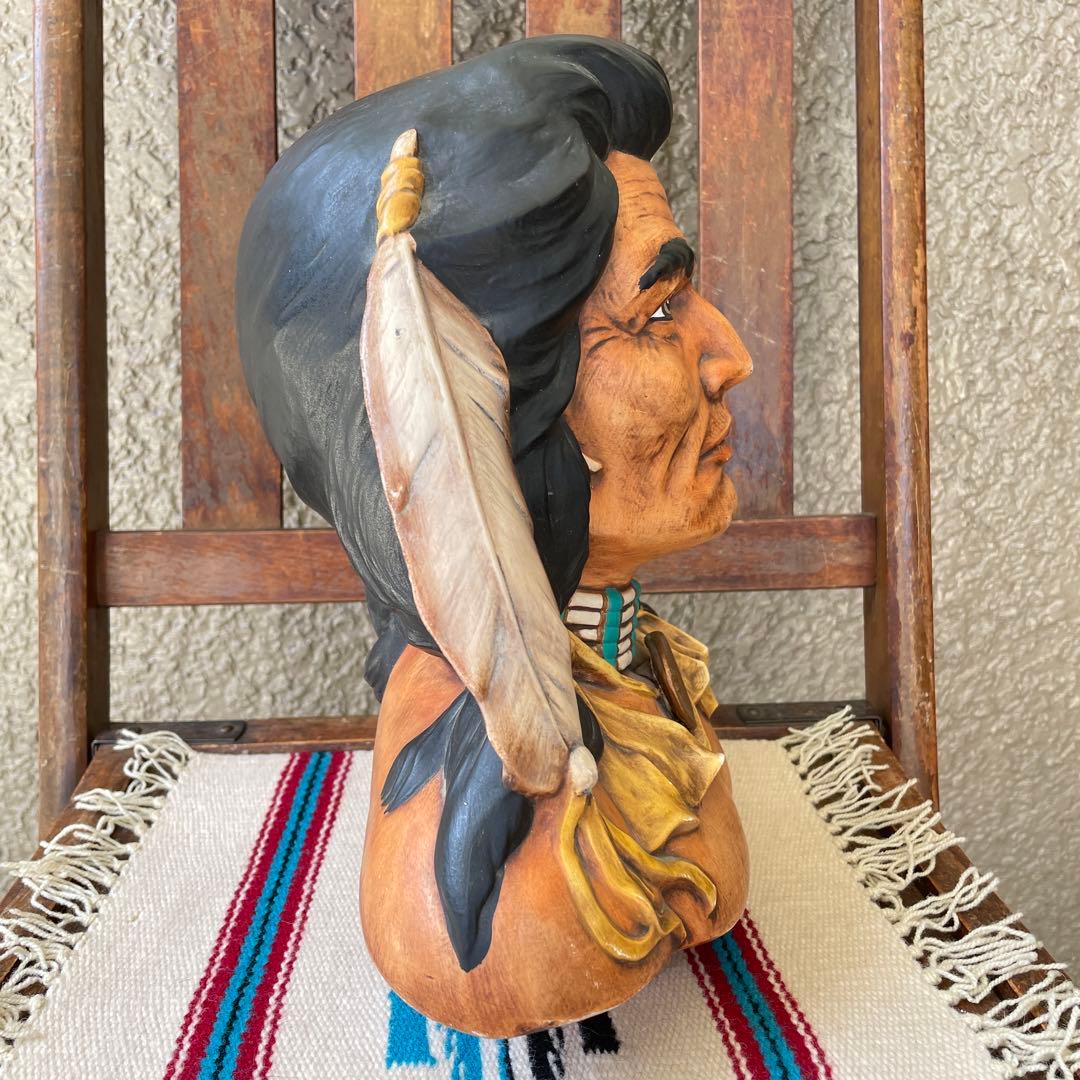 希少！80s BIGインディアン陶器製置物ネイティブアメリカン雑貨