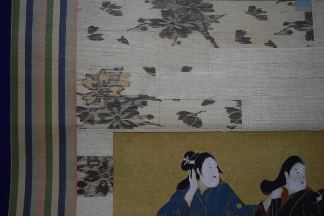 真作/寺田秋/美人画/人物図/金泥/布袋屋掛軸HH-902