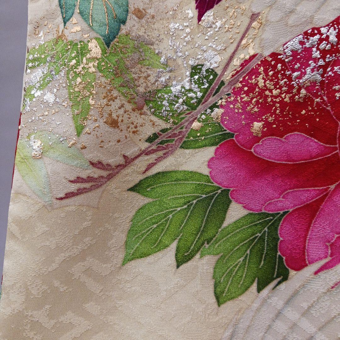 豪華 牡丹×鶴 振袖フルセット クリーム色