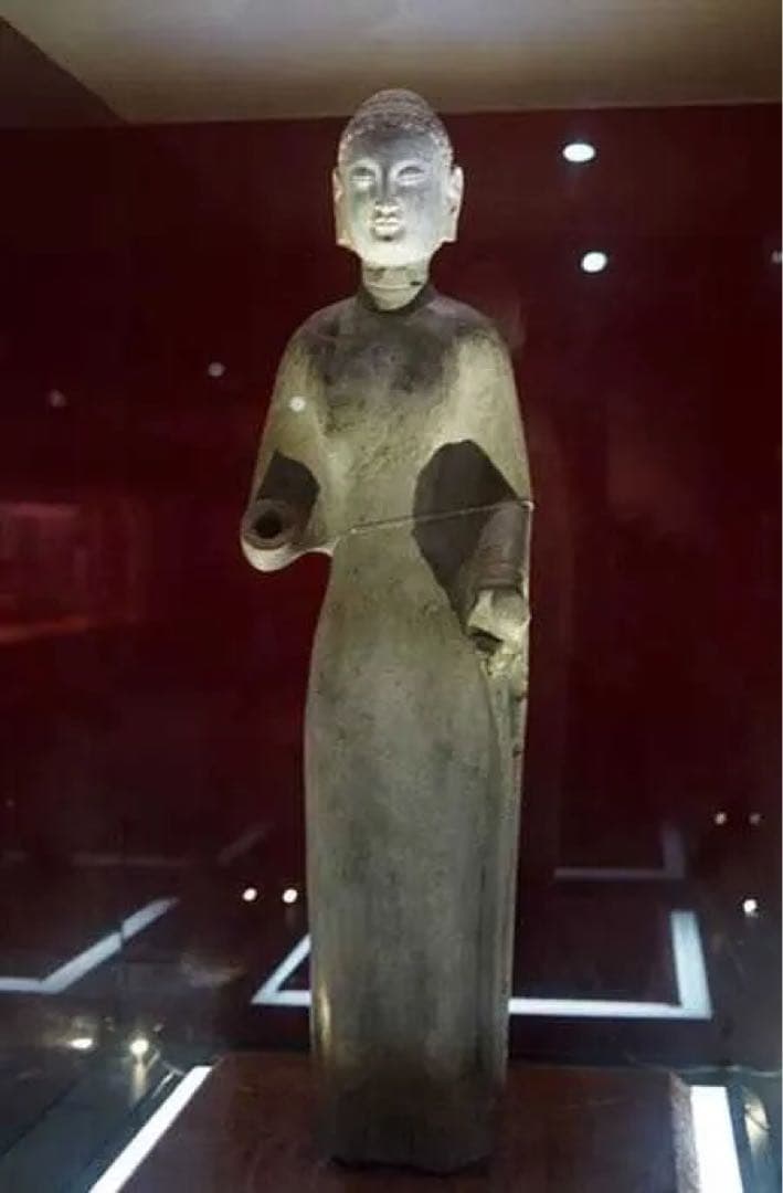 北魏・石仏「阿弥陀如来立像」南北朝時代・北斎・中国古代緑玉・隋極上