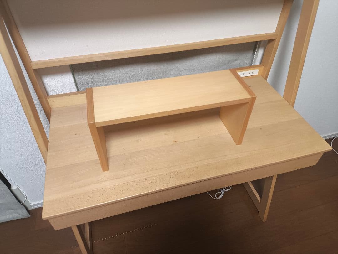 ナチュラルウッド パソコンデスク 引き出し付き 日進木工