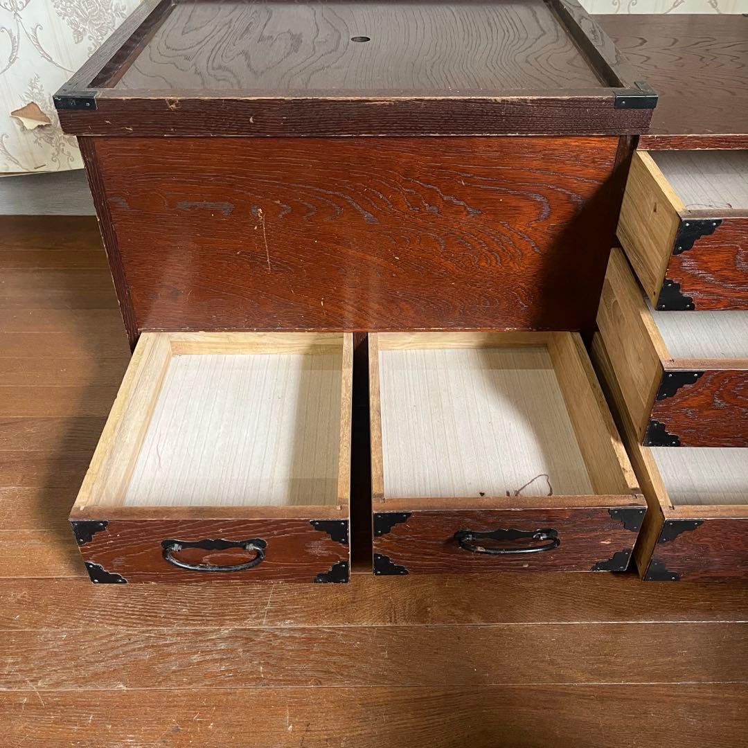 アンティーク】昭和レトロ 木製 関東火鉢 長火鉢 引き出し付 囲炉裏 古道具