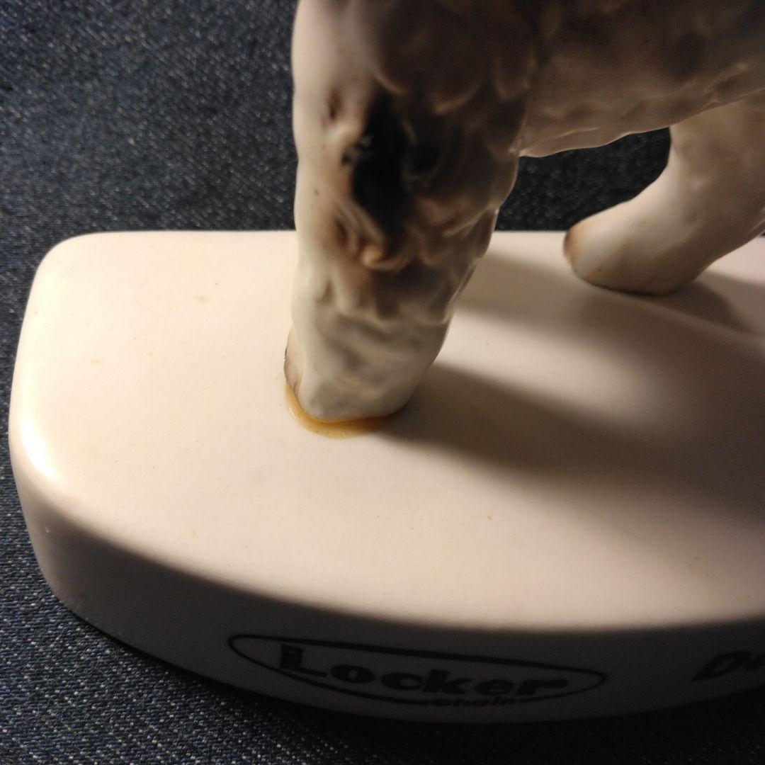 昭和レトロ リード 陶器製犬の置物ノベルティ シユナウザー 当時物