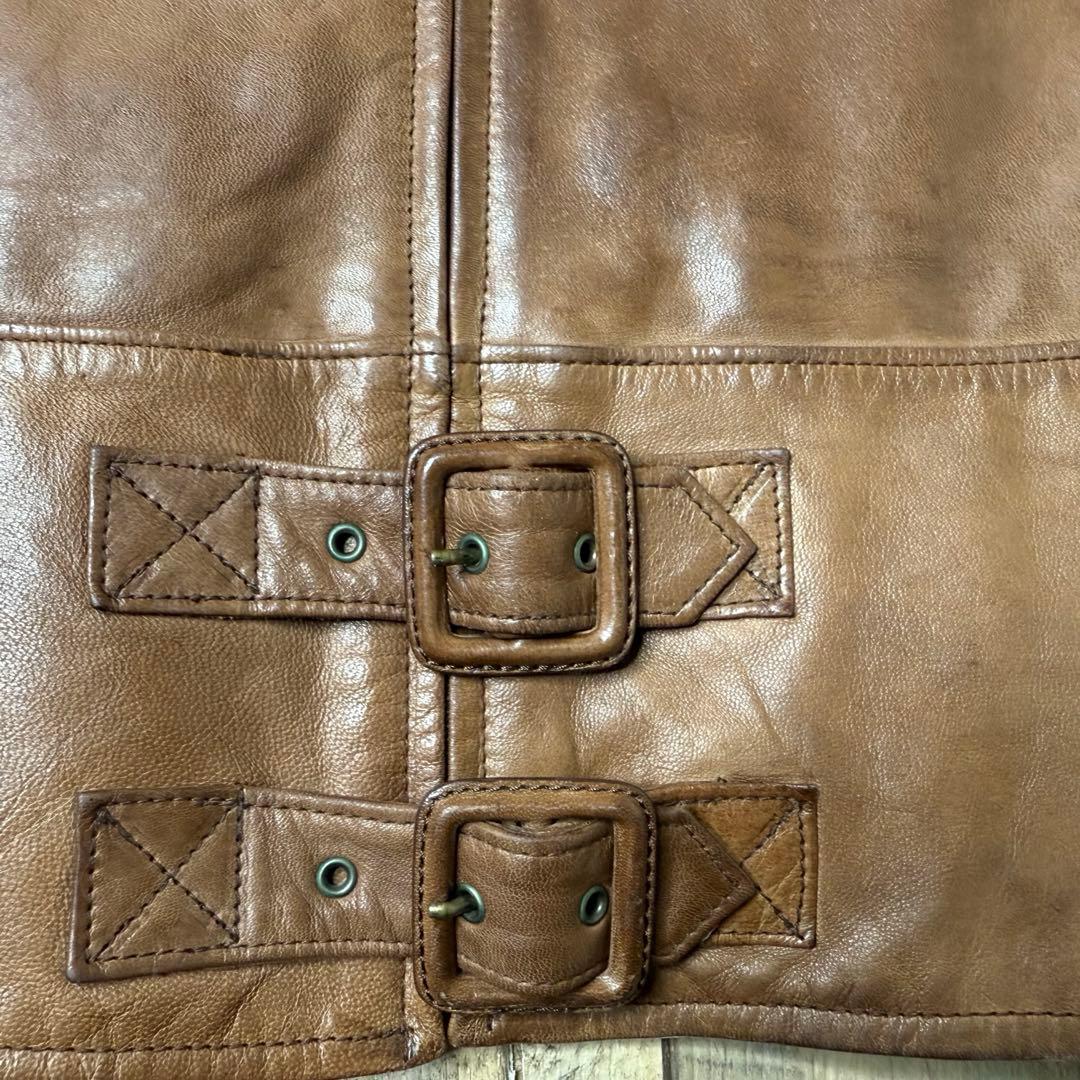 M位 genten シングルライダース レザージャケット ブラウン ライダース