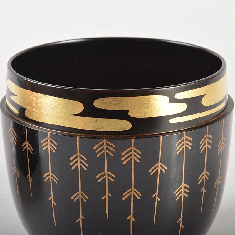 tora117　山中塗　坂下雄峰造　芽張柳蒔絵　大棗　共箱　V　5775