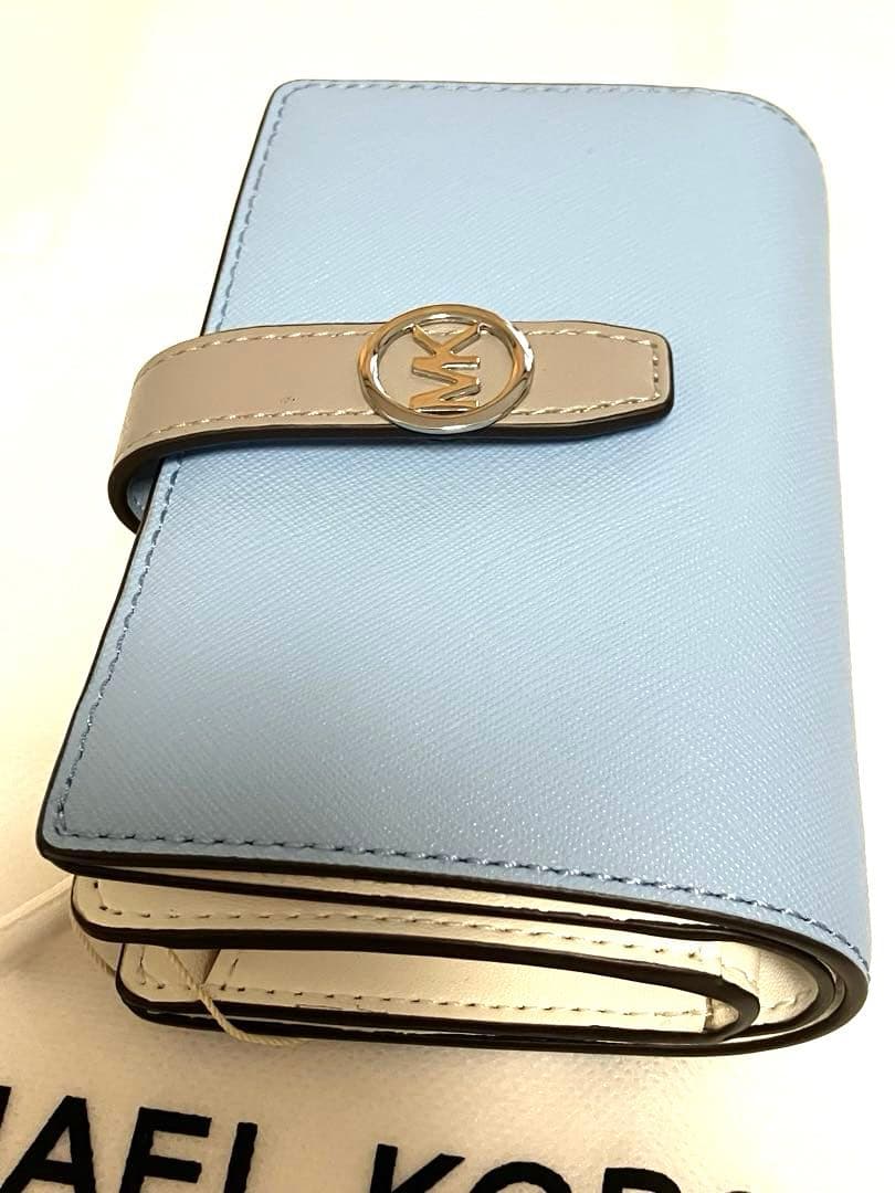 新品 MICHAEL KORS マイケルコース 2つ折り財布 ブルー タグ付き