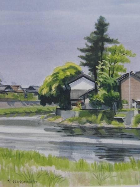 中西 利雄、浅野川河畔、希少な額装用画集より、美品、新品額装付