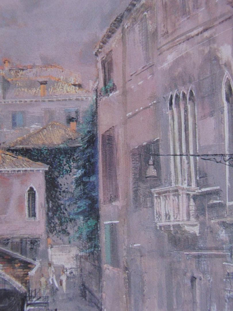 飯田史朗、【眞夏のヴェネツィア】、希少な額装用画集より、新品額装付