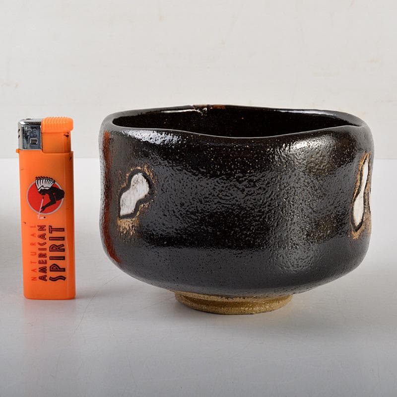 茶道具　木津喜楽造　六瓢文　黒楽茶碗　前大徳　柳生紹尚書付　共箱　V　6561