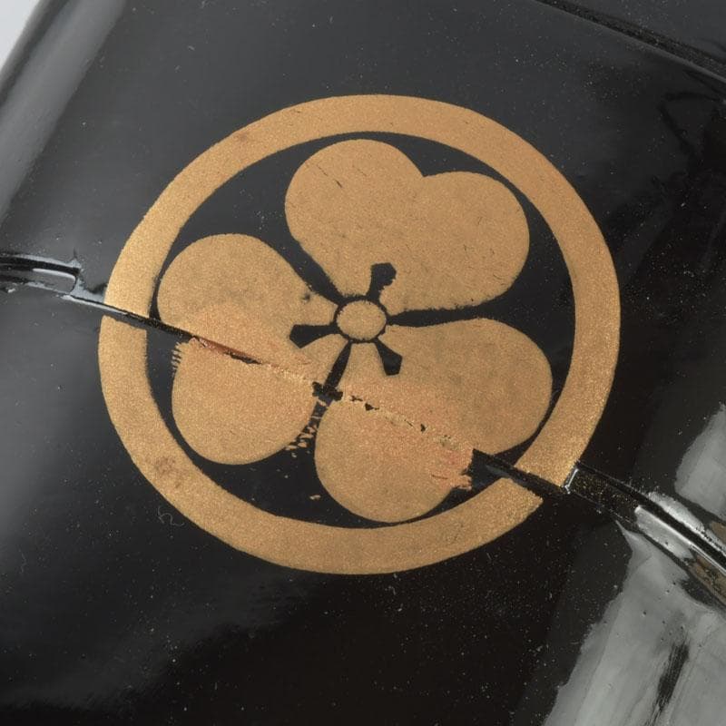 時代提げ物 黒漆 三つ葉葵蒔絵 印籠 薬入 根付 緒締め玉 C 9455