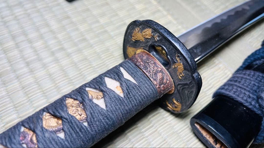 模造刀 大小2振りセット 螺鈿桜花 雲龍拵え 大切っ先 三本杉 250617-5