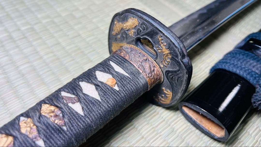 模造刀 大小2振りセット 螺鈿桜花 雲龍拵え 大切っ先 三本杉 250617-5