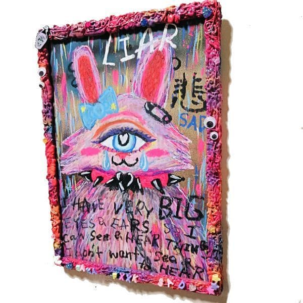 【一点物アート】嘆きのうさぎ【A3サイズ.イラスト 現代アート 絵 】