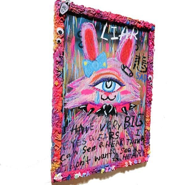 【一点物アート】嘆きのうさぎ【A3サイズ.イラスト 現代アート 絵 】