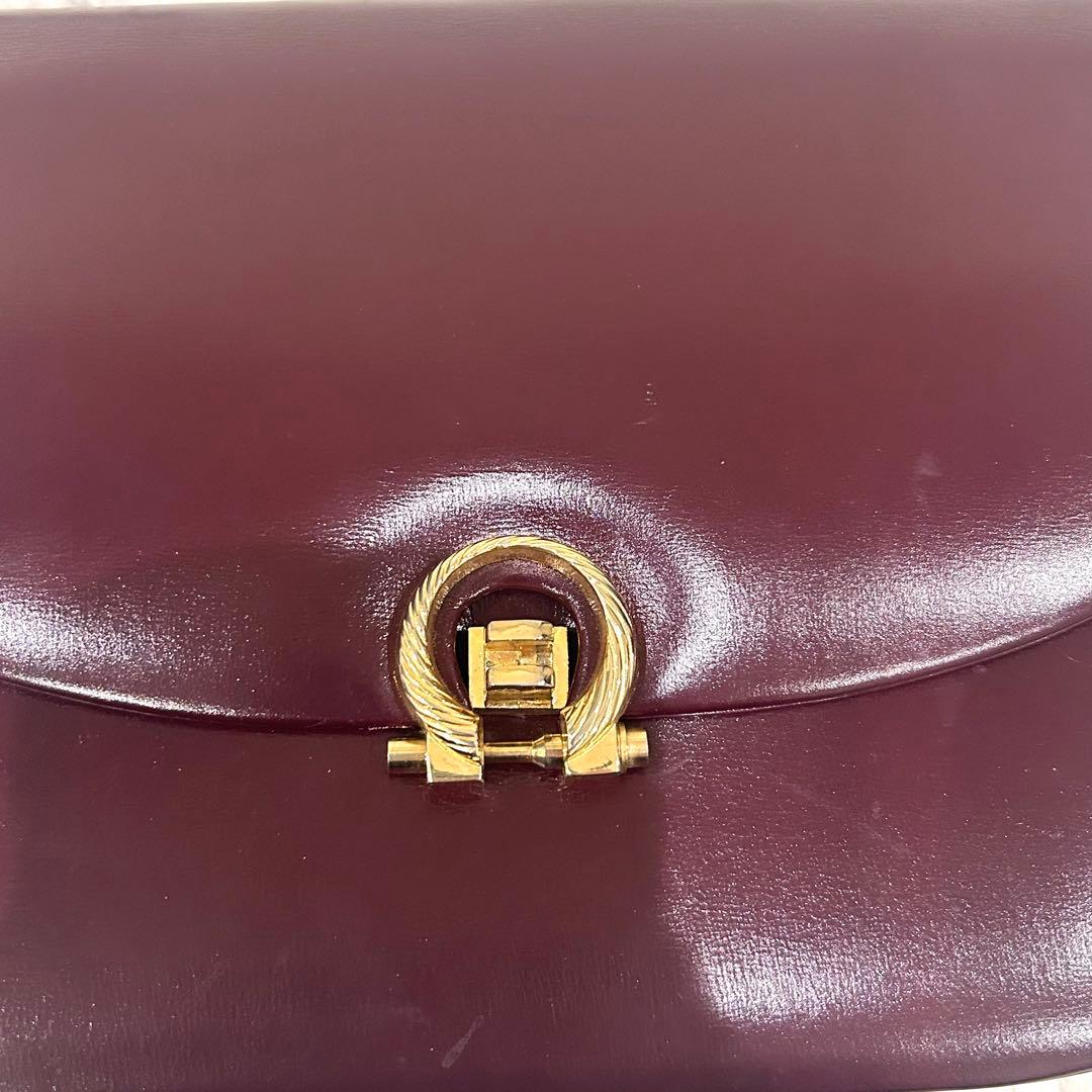 モラビト ワンショルダーバッグ レザー ボルドー ハンドバッグ ゴールド金具