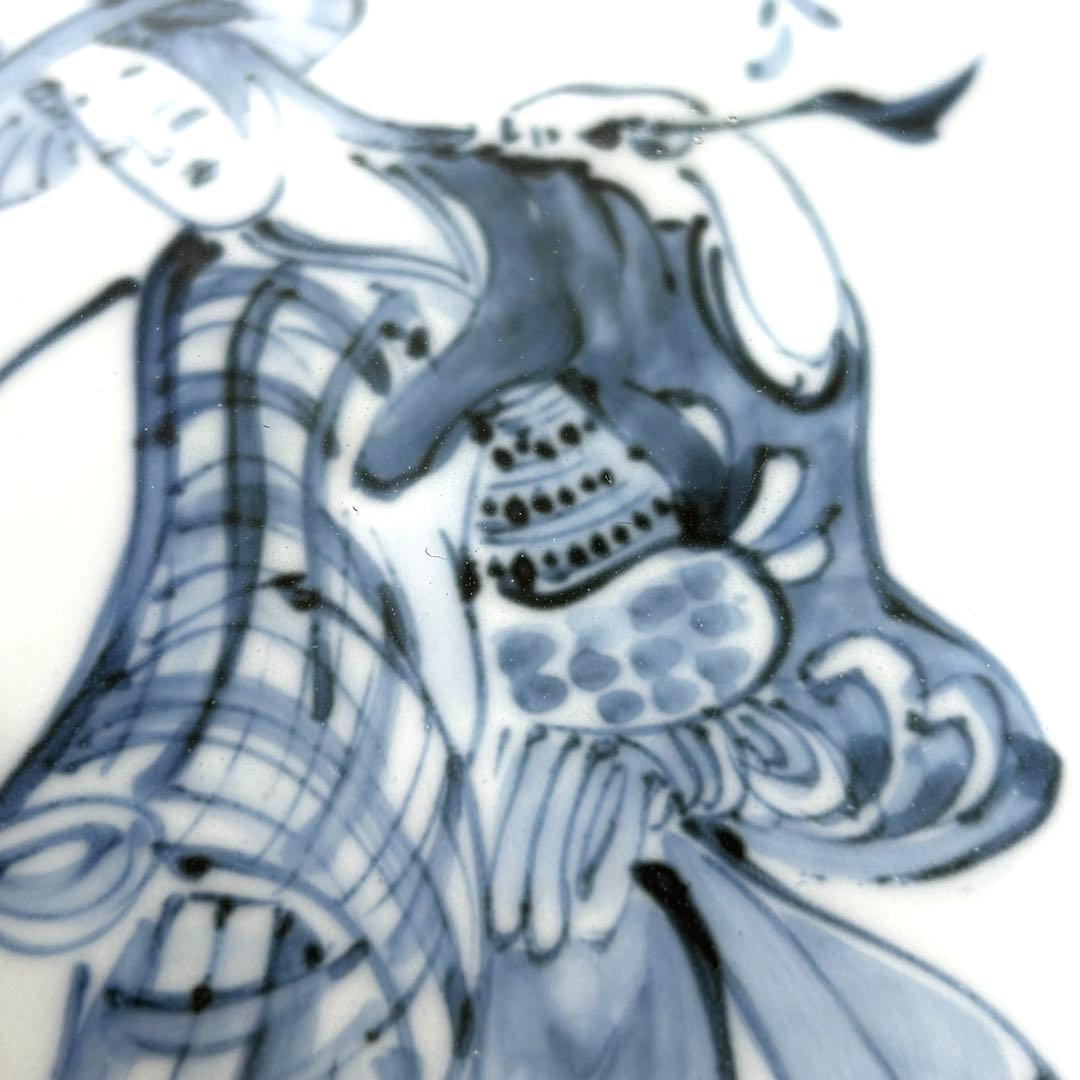 清水焼 初代村田幸之介 作 手造り 南画 貴婦人 陶額素材 陶板画 飾額