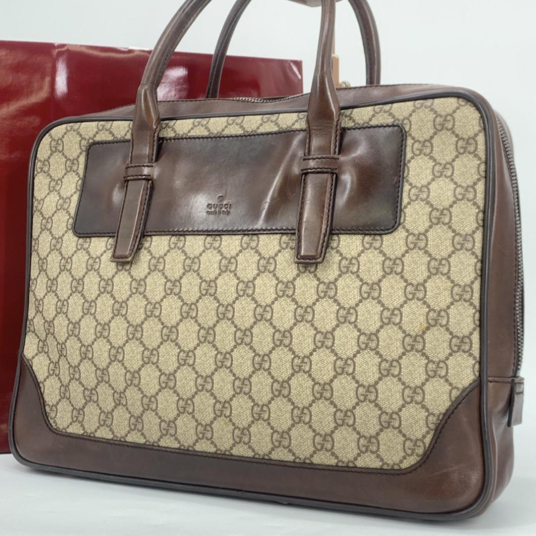 グッチ GGスプリーム GG柄 ビジネスバッグ ブリーフケース PVC ベージュ