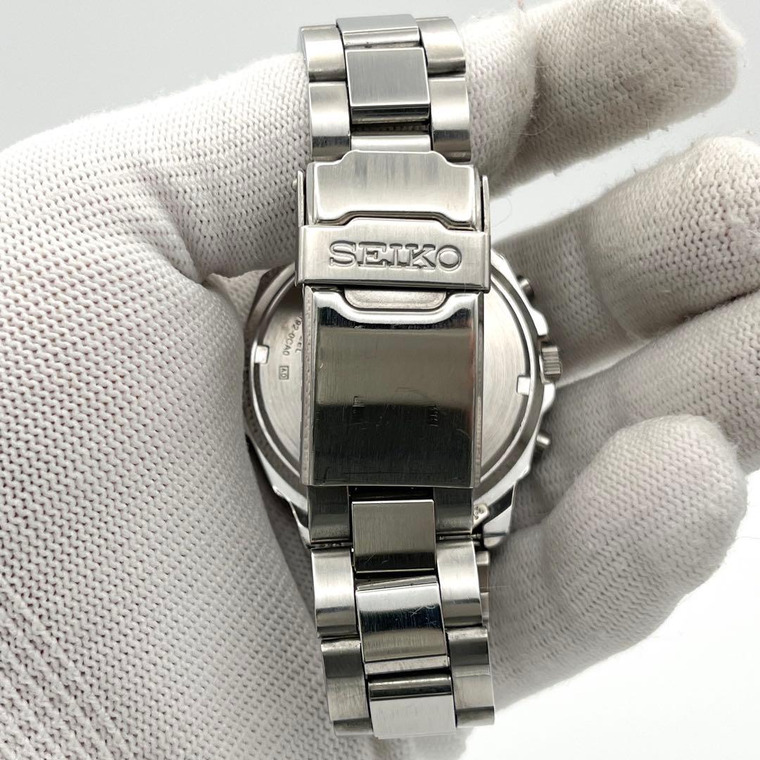 SEIKO 7T92-0CA0 クロノグラフ メンズ 腕時計 新品電池 赤文字盤