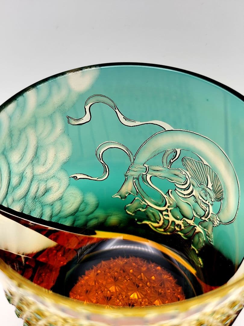 最上位作☆但野英芳 江戸切子 『風神』ロックグラス（切子 江戸切子