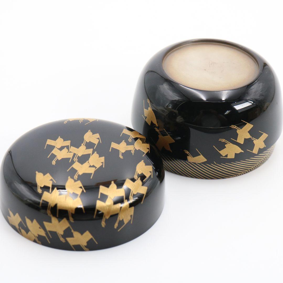 田崎昭一郎作 輪島塗 櫛千鳥蒔絵 平棗 内銀溜 村上宗信書付